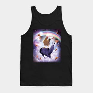 Chicken Riding Llama In Space - Rainbow Tank Top